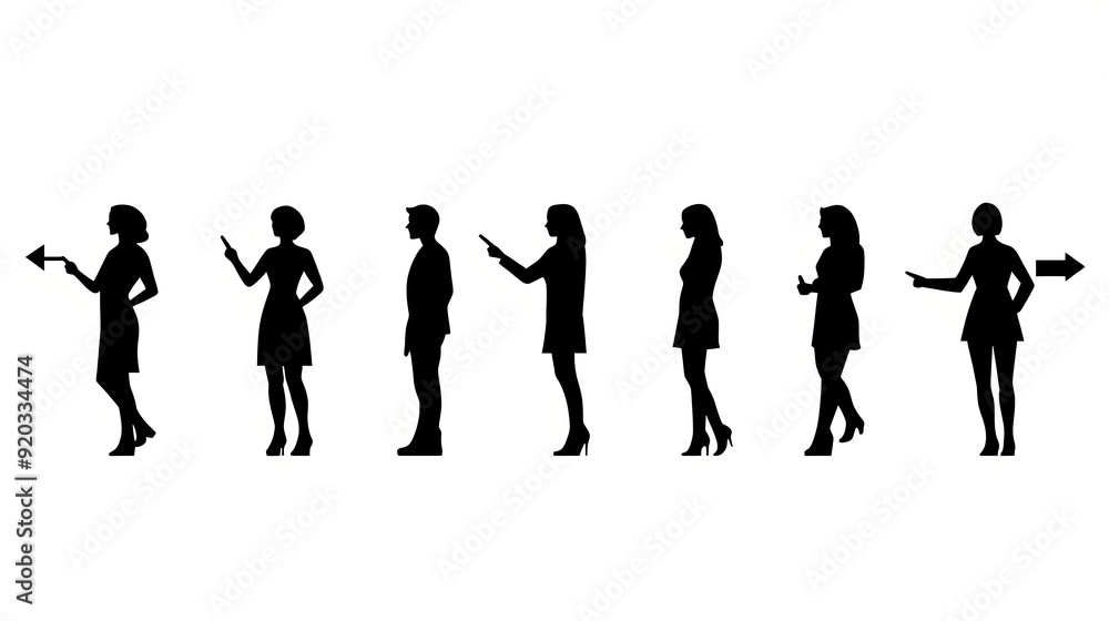 Silhouette figures demonstrating various communication poses. Silhouette figures demonstrating various communication poses.