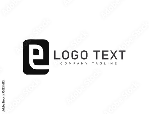 Letter E logo design. elegant luxury fashion logotype linear style photo