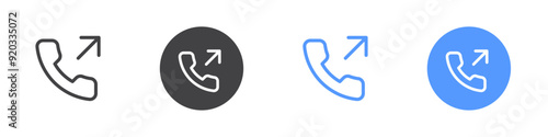 Outgoing phone call outline line icon set sign for web app