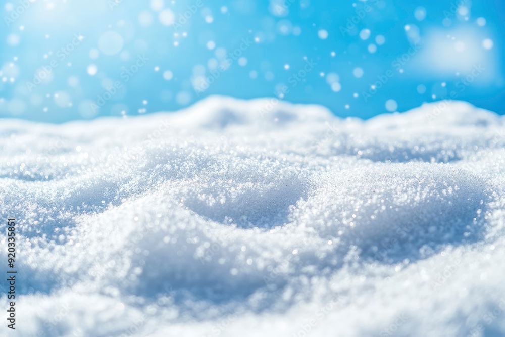 A thick layer of snow on blue background. Christmas and winter holidays product podium or background with snow texture with generative ai A thick layer of snow on blue background. Christmas and winter holidays product podium or background with snow texture with generative ai