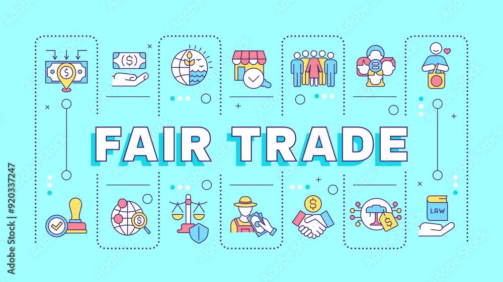 Fair trade word cloud animation. Business income, employment. Financial payment, economics. Employee earning. Animated banner with colorful icons. HD video with alpha channel. Motion graphic Fair trade word cloud animation. Business income, employment. Financial payment, economics. Employee earning. Animated banner with colorful icons. HD video with alpha channel. Motion graphic