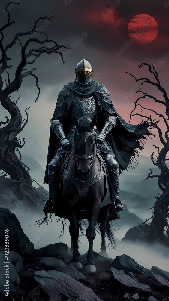 A Soldier on Horseback. In the vast expanse of a barren desert, a lone soldier rides atop a steadfast horse, embodying resilience and determination A Soldier on Horseback. In the vast expanse of a barren desert, a lone soldier rides atop a steadfast horse, embodying resilience and determination