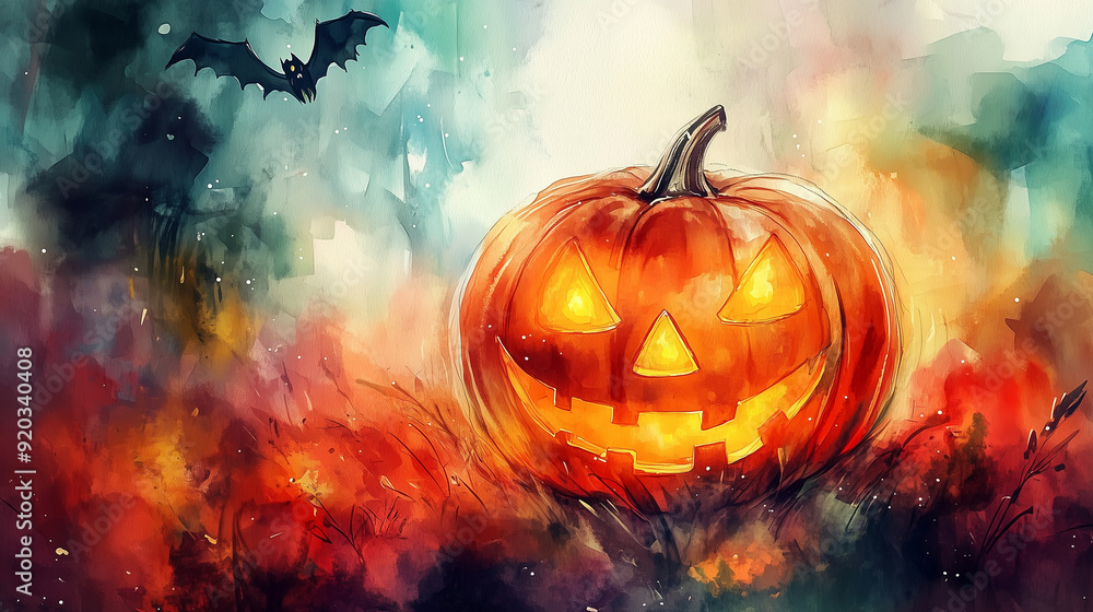 ハロウィンにぴったり!笑顔のジャックオーランタン – 魅惑的で幻想的な背景イラスト ハロウィンにぴったり!笑顔のジャックオーランタン – 魅惑的で幻想的な背景イラスト