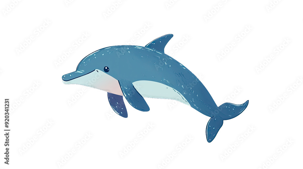 Fototapeta premium Cute Cartoon-Style Illustration of a Playful Dolphin with a Transparent Background