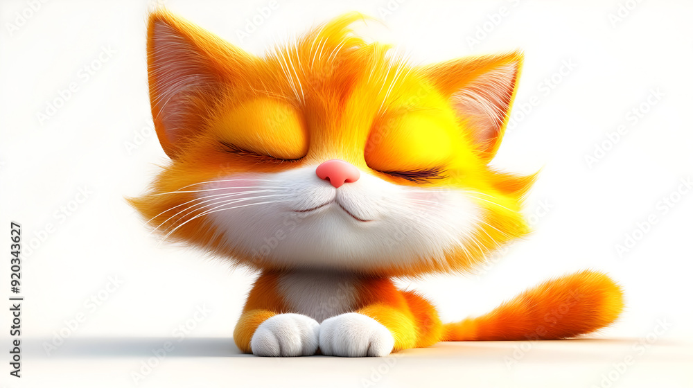 A cute, cartoonish orange cat with closed eyes, exuding a peaceful and joyful expression. A cute, cartoonish orange cat with closed eyes, exuding a peaceful and joyful expression.