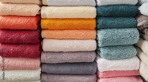 Towels, piles, colors. Generative AI