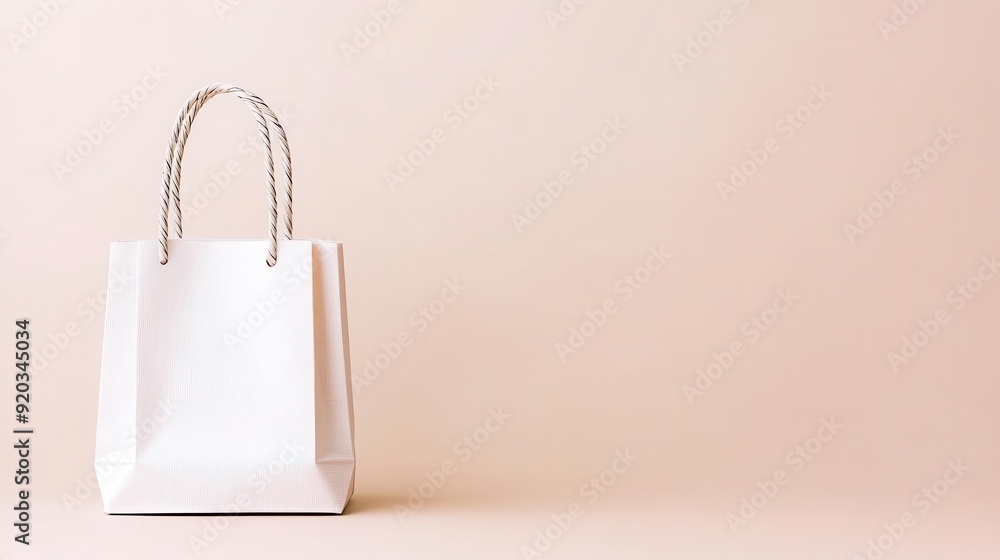 Naklejka premium Empty shopping bag with an e-commerce logo positioned on a plain background