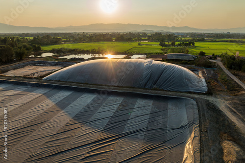 фотографія Covered lagoon digester for biogas production from poultry farm.