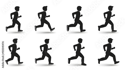 Sequence of running figures in silhouette, illustrating motion and athleticism.