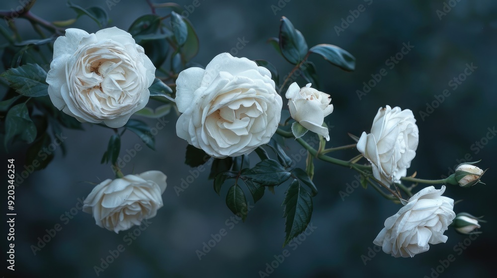 White roses fading branch. Generative AI White roses fading branch. Generative AI