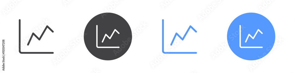Line chart icon Flat illustration vector with thin stroke Line chart icon Flat illustration vector with thin stroke