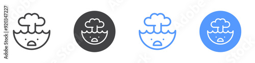 Mind blow emoji icon Flat illustration vector with thin stroke