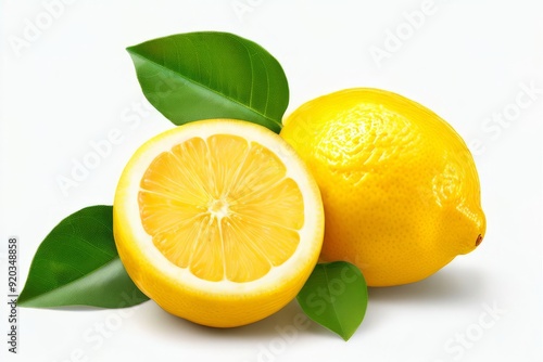 zesty lemon with a bright yellow peel and tangy acidic juice photo