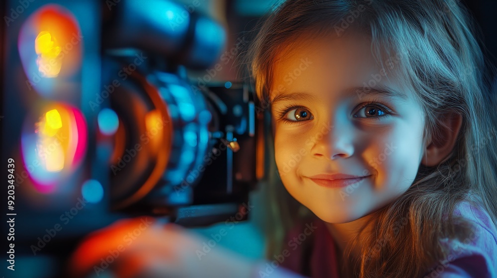 Young Boy's First Amazed Experience in Cinema Young Boy's First Amazed Experience in Cinema