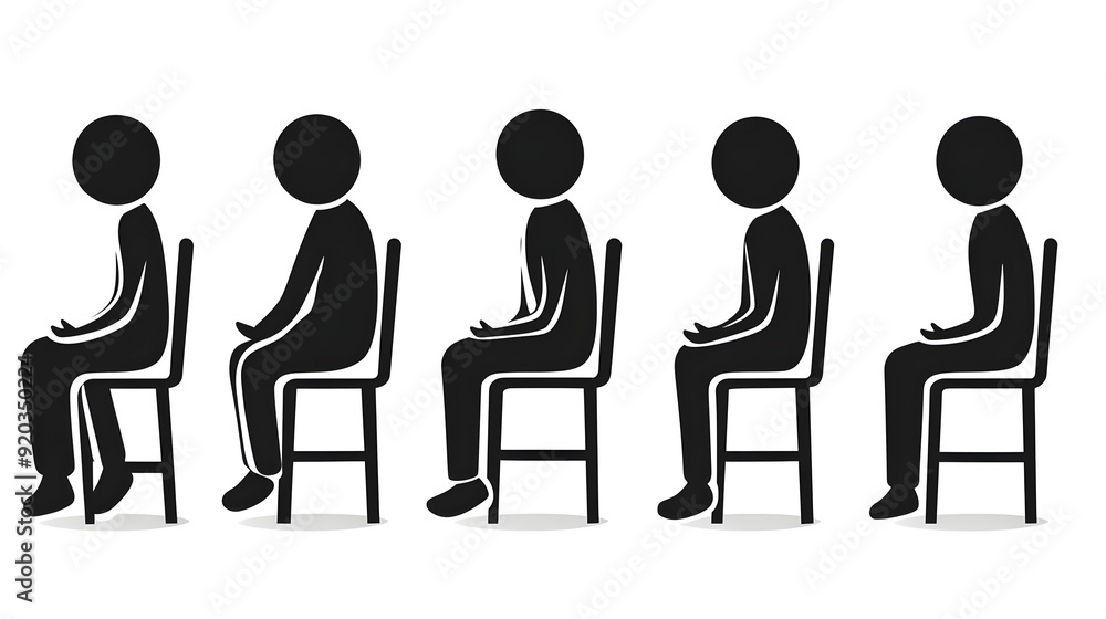 Silhouettes of a person in various seated postures, illustrating body language or emotions. Silhouettes of a person in various seated postures, illustrating body language or emotions.