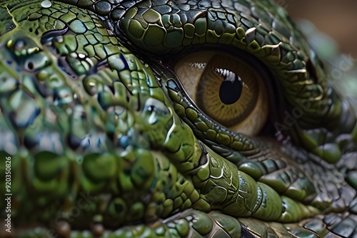 Detail of gharial's eye - ungraded footage Generative AI photo