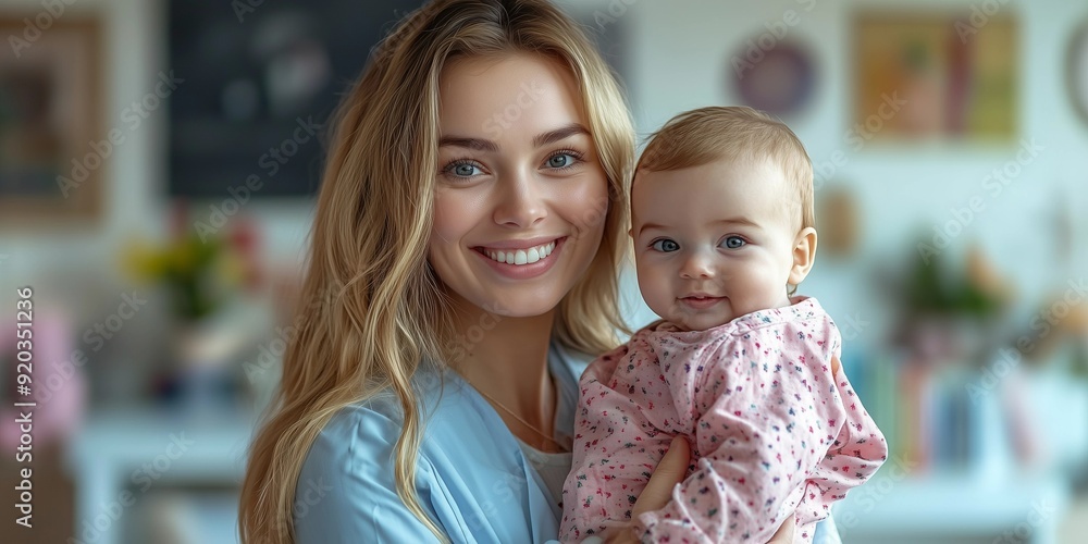 Mother and Baby at Pediatric Checkup with Friendly Doctor, generative ai Mother and Baby at Pediatric Checkup with Friendly Doctor, generative ai