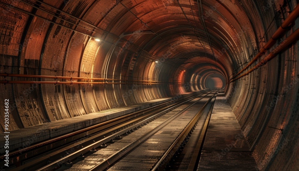 Obraz premium Curving Subway Tunnel