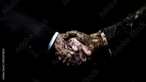 詐欺師と握手するビジネスマン