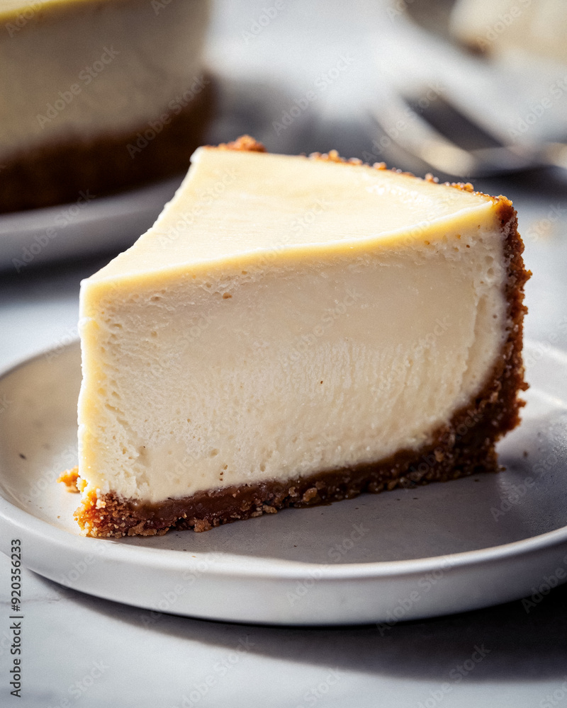 Macro closeup of a perfect piece of cheesecake Macro closeup of a perfect piece of cheesecake