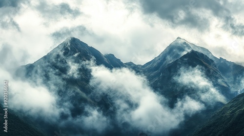 Mountains Enveloped in Clouds