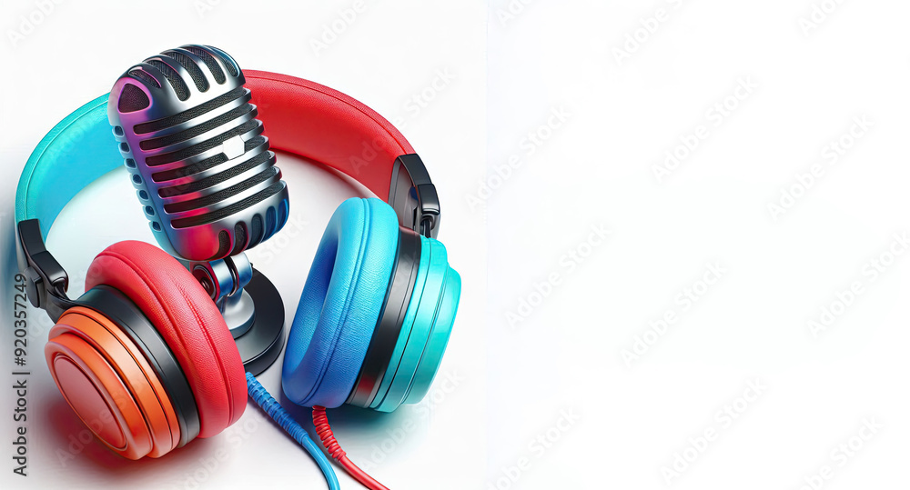 Close up of Professional microphone for Podcast or recording studio background Close up of Professional microphone for Podcast or recording studio background
