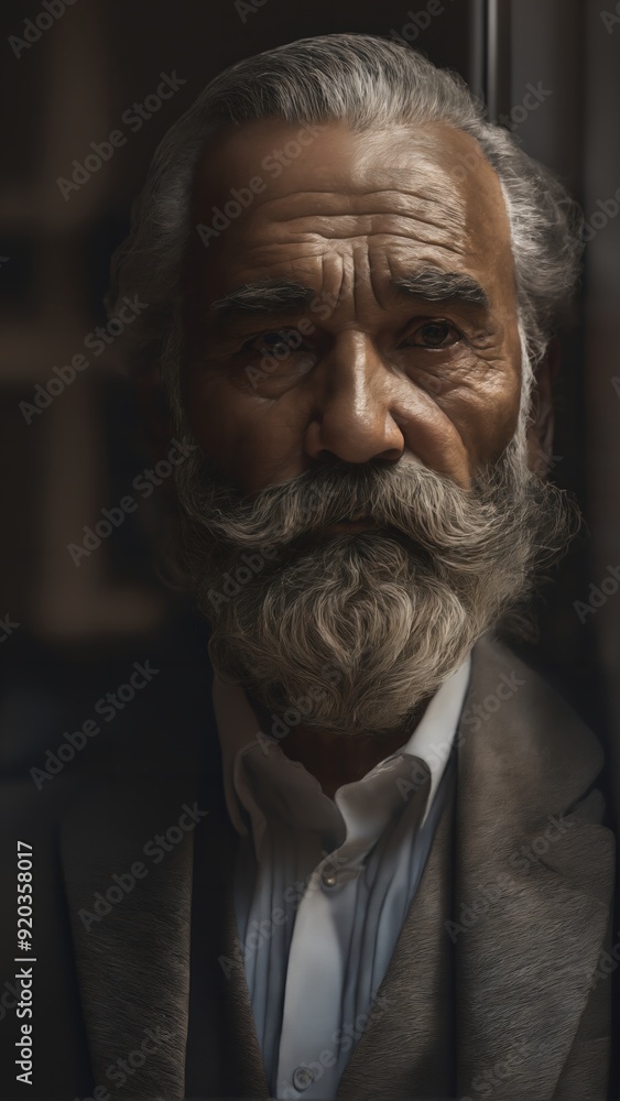 generative ai, Moody Portrait Photography, Elderly Man with a Distinguished Mustache and Glasses in Formal Attire generative ai, Moody Portrait Photography, Elderly Man with a Distinguished Mustache and Glasses in Formal Attire