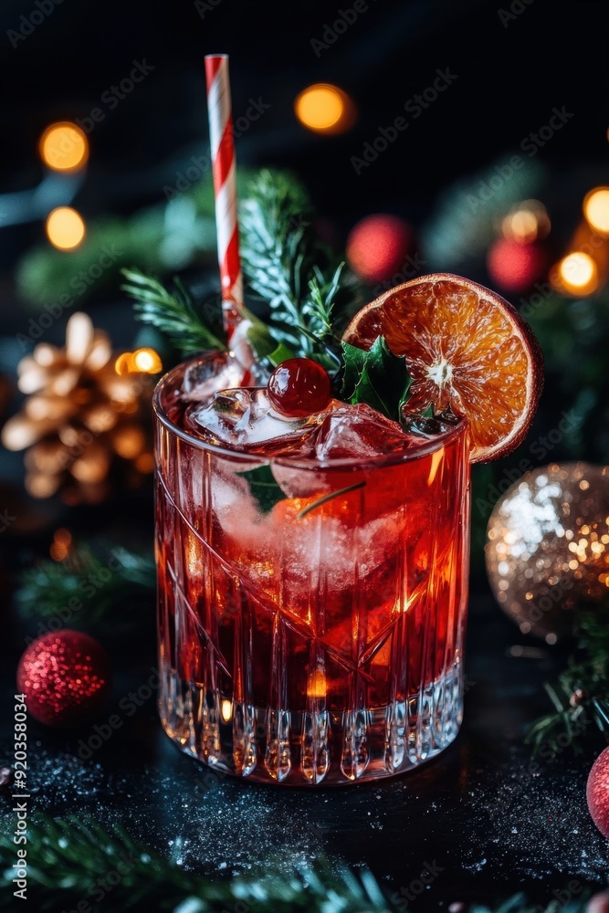A festive cocktail featuring fusion liqueur, adorned with holiday-themed garnishes and twinkling lights, offers a cheerful and celebratory drink experience. A festive cocktail featuring fusion liqueur, adorned with holiday-themed garnishes and twinkling lights, offers a cheerful and celebratory drink experience.