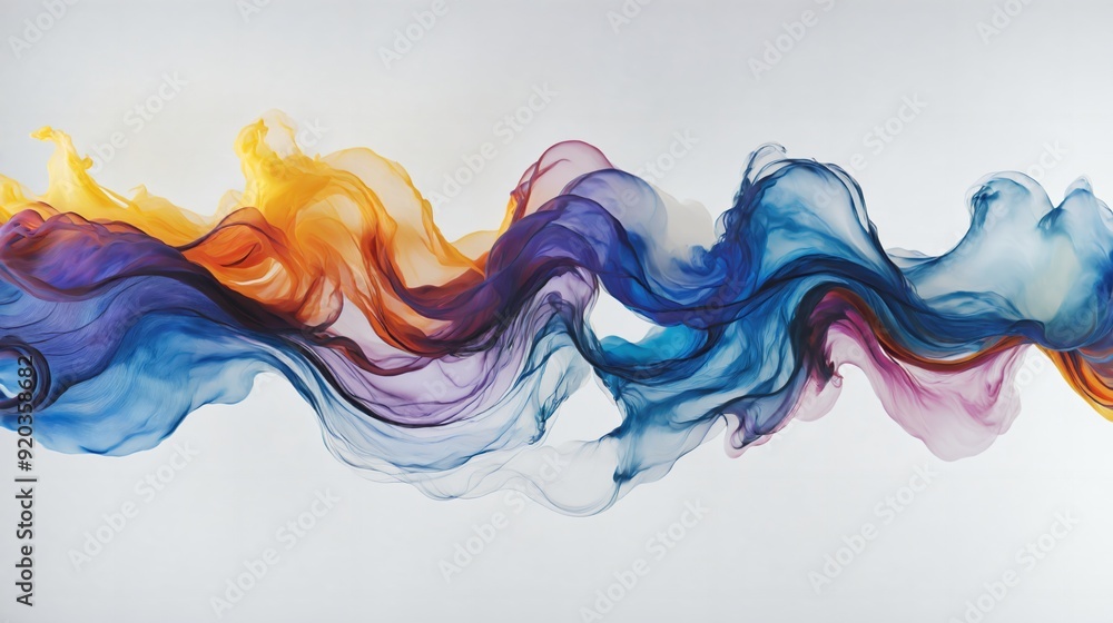 generative ai, Abstract Art Photography, Flowing Waves of Colorful Ink in Water with a Minimalist White Background generative ai, Abstract Art Photography, Flowing Waves of Colorful Ink in Water with a Minimalist White Background