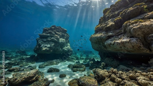 Big underwater rocks