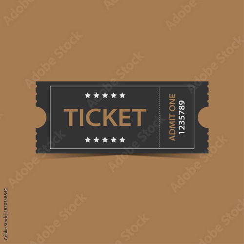 ticket in black color admit one sign realistic ticket vector illustration