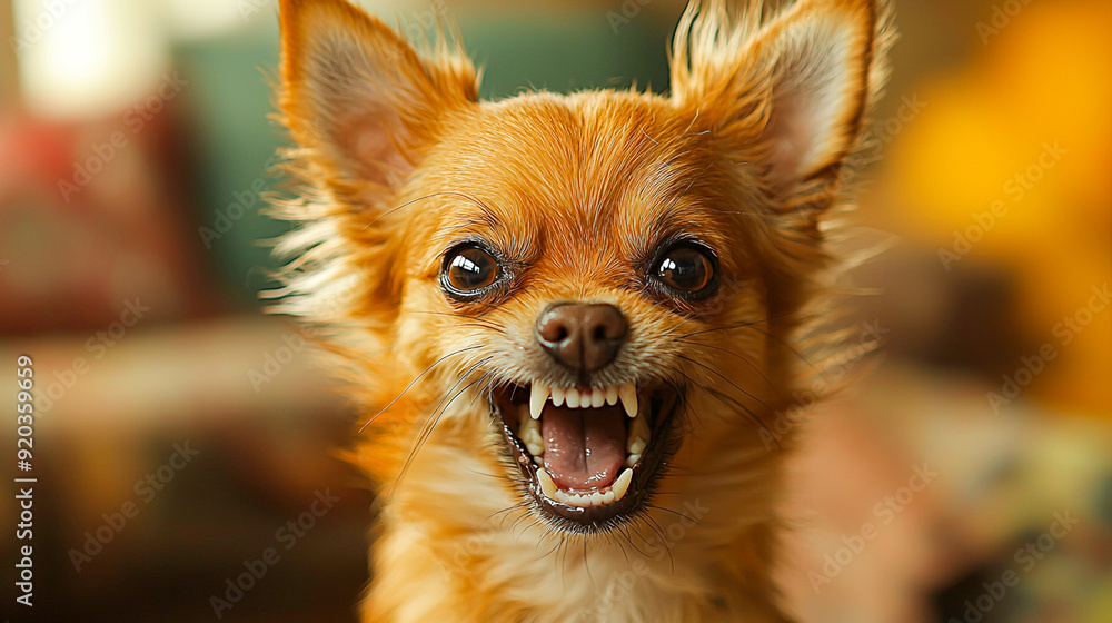 Fierce Small Dog with Bared Teeth Growling in Anger Fierce Small Dog with Bared Teeth Growling in Anger