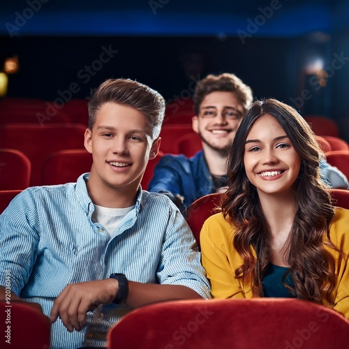 beautiful British young adults at the cinema, AI generated