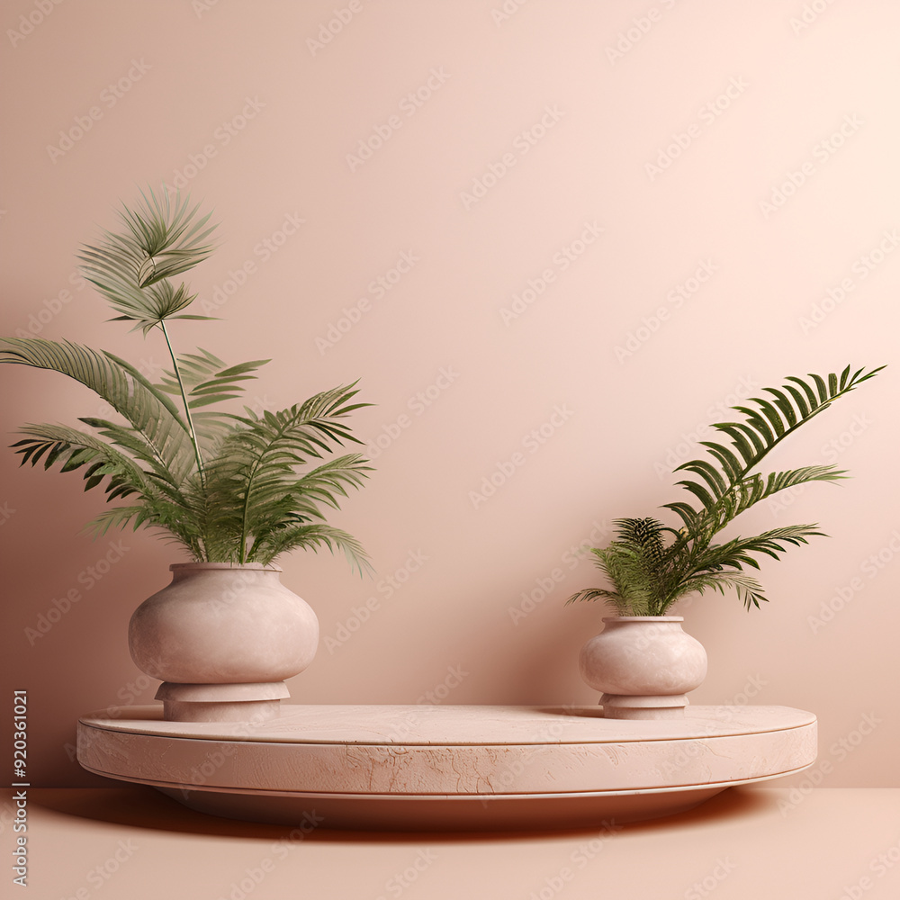 Podium in abstract soft pink room composition for product presentation with tree jungle, white round shape stage backdrop with tree leaf tropical nature decorating frame on green background
Podium in abstract soft pink room composition for product presentation with tree jungle, white round shape stage backdrop with tree leaf tropical nature decorating frame on green background