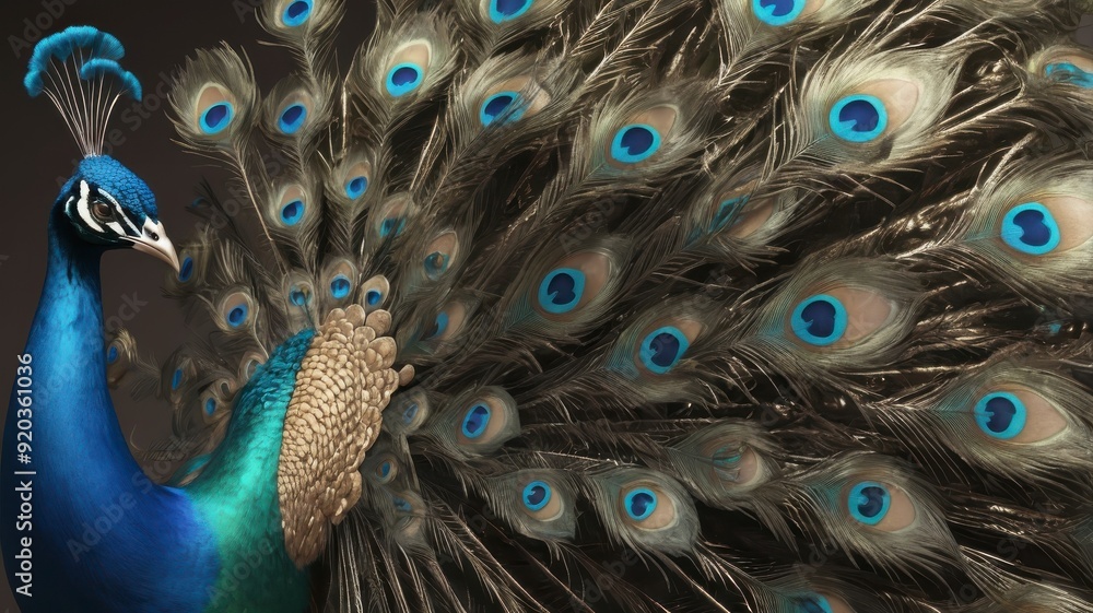 Obraz premium Detailed close-up of peacock