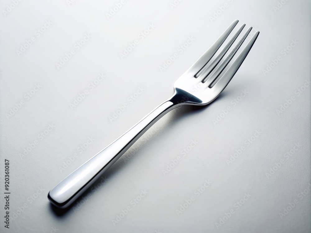 A solitary metal fork lies horizontally on a pristine white background, its tines and handle sharply defined, awaiting use in a culinary setting. A solitary metal fork lies horizontally on a pristine white background, its tines and handle sharply defined, awaiting use in a culinary setting.