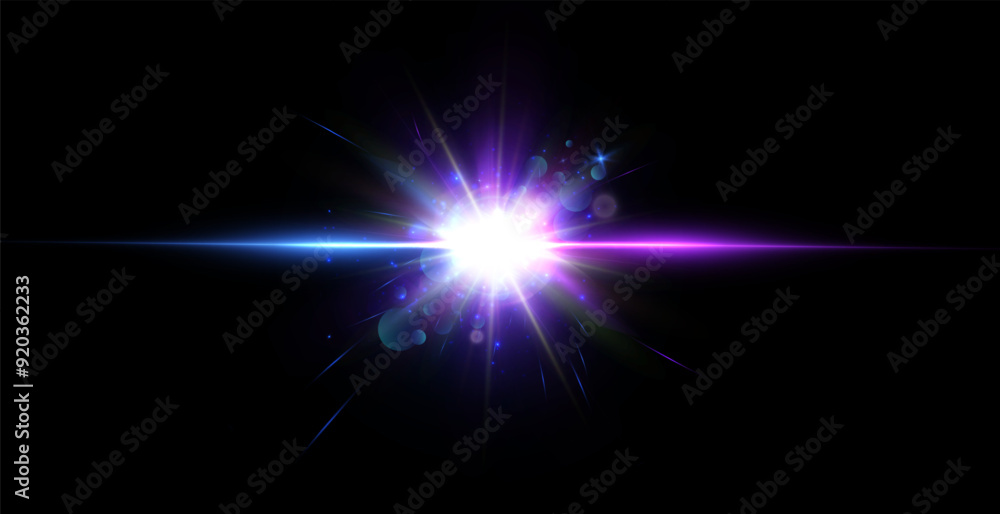 Bright light effect with rays and glare shines with blue and purple light vector for illustrations and design. Bright light effect with rays and glare shines with blue and purple light vector for illustrations and design.