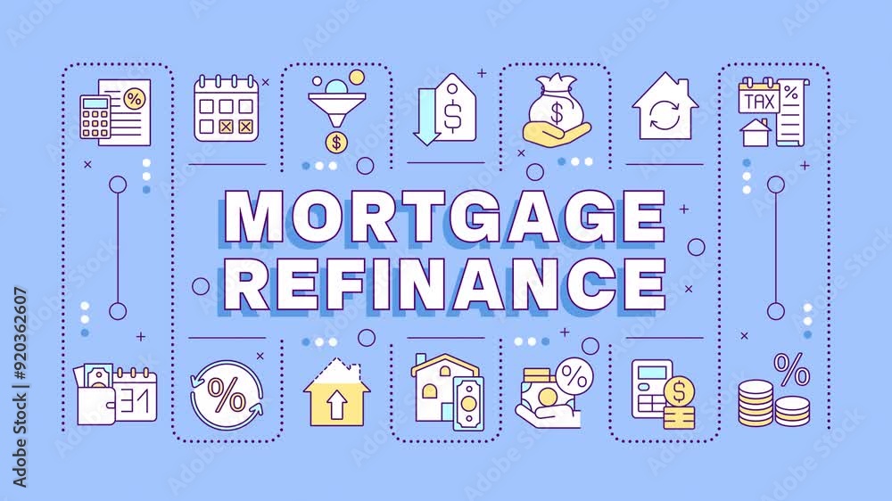 Mortgage refinance word cloud animation. Debt consolidation, restructuring. High interest rate, consolidation. Animated banner with colorful icons. HD video with alpha channel. Motion graphic Mortgage refinance word cloud animation. Debt consolidation, restructuring. High interest rate, consolidation. Animated banner with colorful icons. HD video with alpha channel. Motion graphic