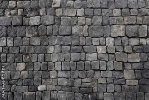 Processed collage of old european cobble stone pavement texture. Background for banner