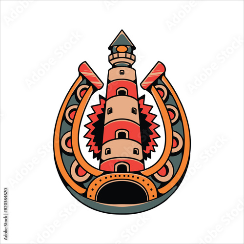 lucky lighthouse tattoo vector design