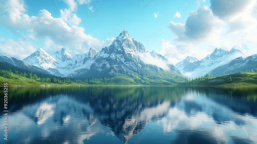 Sunset Lake View with Mountains and Clouds Sunset Lake View with Mountains and Clouds