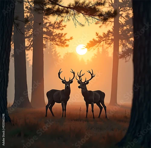 Fototapeta jelenie w lesie