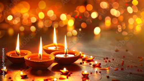 Wallpaper Mural Four lit candles create a warm, inviting glow, perfect for festive occasions and celebrations, spreading joy and tranquility. Torontodigital.ca