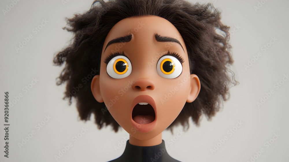 A surprised animated character with large eyes and an expressive face. A surprised animated character with large eyes and an expressive face.