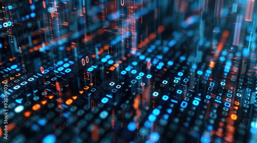 Encrypted data stream with binary code overlay, cybersecurity, data protection Encrypted data stream with binary code overlay, cybersecurity, data protection