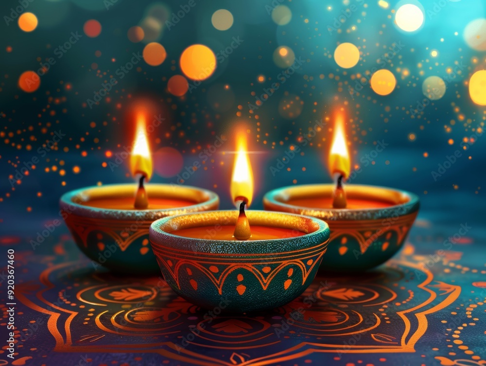 Decorative candles with flames creating a warm, festive atmosphere, perfect for celebrations and spiritual rituals. Decorative candles with flames creating a warm, festive atmosphere, perfect for celebrations and spiritual rituals.