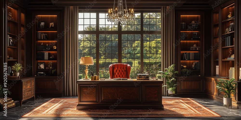 Sophisticated Study Space with Velvet Seating and Natural Light, generative ai Sophisticated Study Space with Velvet Seating and Natural Light, generative ai