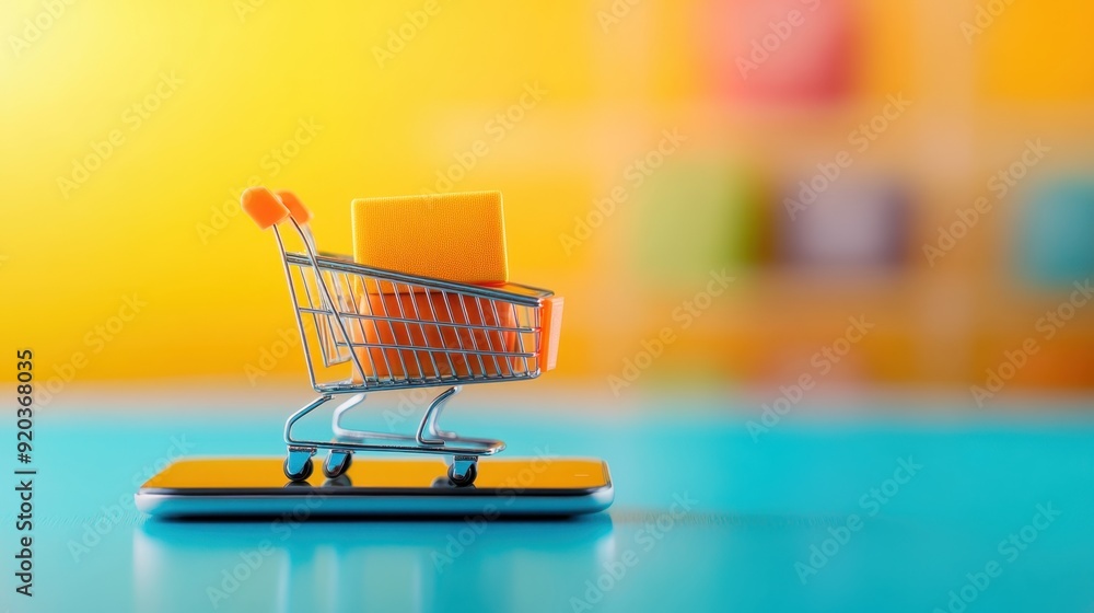 Modern Digital Shopping Experience Concept on Smartphone Screen with Copy Space for Text Modern Digital Shopping Experience Concept on Smartphone Screen with Copy Space for Text