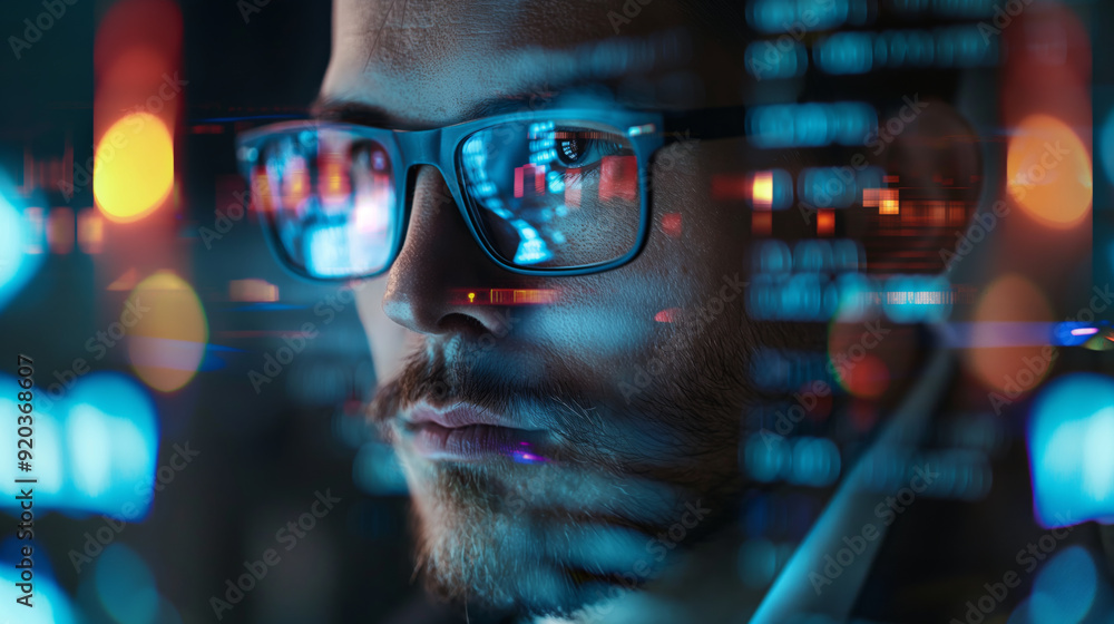 a sophisticated businessman effortlessly navigating through a sea of coding languages a sophisticated businessman effortlessly navigating through a sea of coding languages
