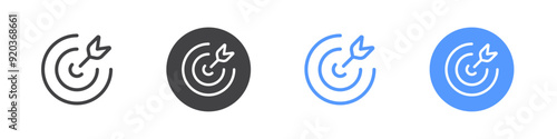 Target icon Flat simple outline set